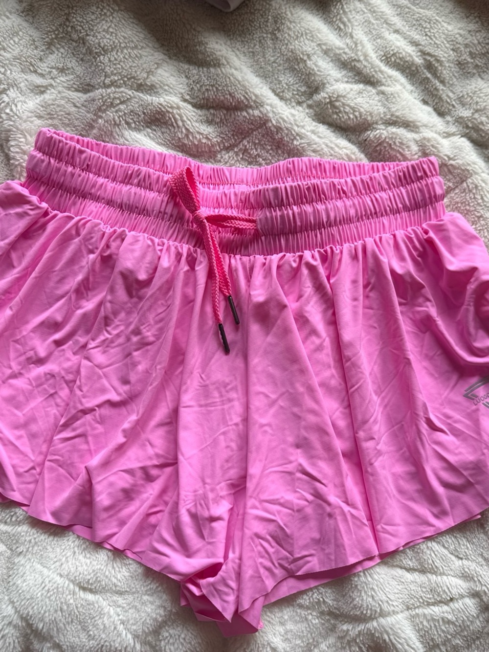 Women's Pink Elastic Waist Athletic Shorts with Drawstring